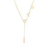 0.04ct 14k Yellow Gold Diamond "Love" Necklace